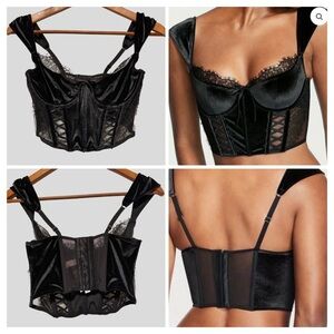 ❤️ 3/$20 ❤️ VICTORIA’S SECRET Dream Angels Lace & Velvet Corset Top S | Damaged